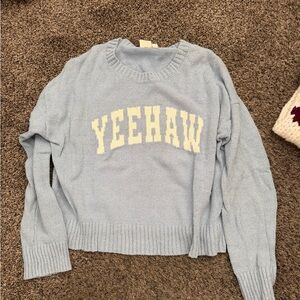 White Crow Light Blue Yeehaw Sweater